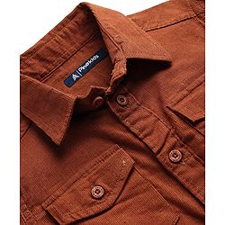 Pine Kids Corduroy Woven Full Sleeves Solid Shirt with Front Pockets - Navy Blue