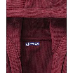 Pine Kids Cotton Knit Full Sleeves Solid Color Hooded  Bath Robe - Maroon
