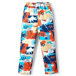 Pine Kids Single Jersey Knit Half Sleeves Co-ords Night Suit with Dino Print - White