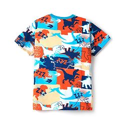 Pine Kids Single Jersey Knit Half Sleeves Co-ords Night Suit with Dino Print - White