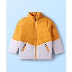 Pine Kids Woven Full Sleeves Color Block Padded Jacket - Yellow & White