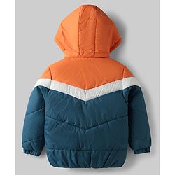 Pine Kids Woven Full Sleeves Hooded Padded Jacket With Color Block Design - Multicolor