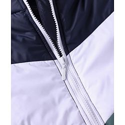 Pine Kids Woven Full Sleeves Hooded Padded Jacket With Cut & Sew Design - White