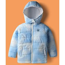 Pine Kids Woven Full Sleeves Hooded Padded Jacket With Tie & Dye Print - Blue