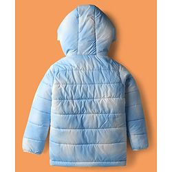 Pine Kids Woven Full Sleeves Hooded Padded Jacket With Tie & Dye Print - Blue