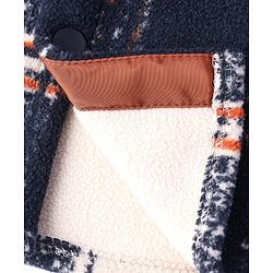 Pine Kids Woven Full Sleeves Hooded Winter Jacket With Checks - Navy Blue
