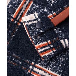 Pine Kids Woven Full Sleeves Hooded Winter Jacket With Checks - Navy Blue