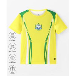 Pine Active Knitted Half Sleeve Brazil Football T-Shirt - Yellow