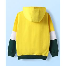 Pine Kids Cotton Knit Full Sleeves Hooded Sweatshirts With Super Text Print - Yellow & Green