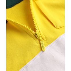 Pine Kids Cotton Knit Full Sleeves Hooded Sweatshirts With Super Text Print - Yellow & Green
