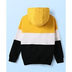 Pine Kids Cotton Knit Full Sleeves Text Printed Sweatshirt With Cut & Sew Design - White & Black