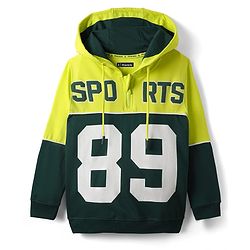 Pine Kids Cotton Knit Full Sleeves Hooded Sweatshirt With Number Print - Lime & Dark Green