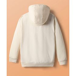 Pine Kids 100% Cotton Full Sleeves Vehicle Printed Hooded Sweatshirt  - Offwhite