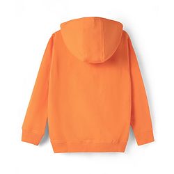Pine Kids Cotton Knit Full Sleeves Hoodie with Tiger Print - Orange