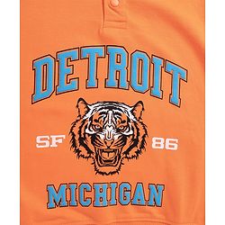 Pine Kids Cotton Knit Full Sleeves Hoodie with Tiger Print - Orange