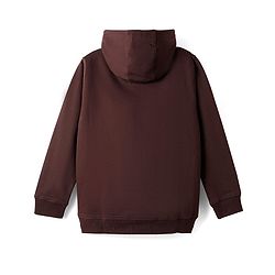 Pine Kids Cotton Knit Full Sleeves Hoodie with Dino Print - Brown
