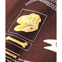 Pine Kids Cotton Knit Full Sleeves Hoodie with Dino Print - Brown