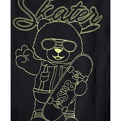 Pine Kids Cotton Knit Full Sleeves Hoodie with Kangaroo Pocket Front & Back Bear Print - Black