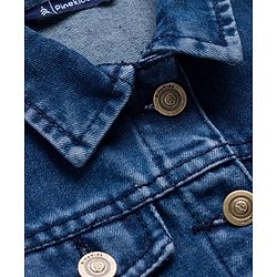 Pine Kids Cotton Woven Full Sleeves Solid Denim Jacket - Blue