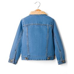 Pine Kids Cotton Woven Full Sleeves Solid Denim Jacket - Blue