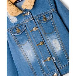 Pine Kids Cotton Woven Full Sleeves Solid Denim Jacket - Blue