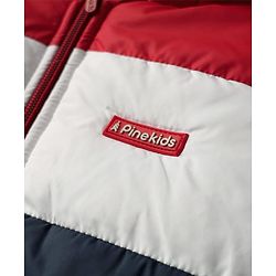 Pine Kids Woven Full Sleeves Hooded Padded Jacket With Color Block Design - Multicolor