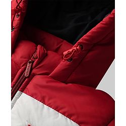 Pine Kids Woven Full Sleeves Hooded Padded Jacket With Color Block Design - Multicolor