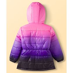 Pine Kids Woven Full Sleeves Solid Color Hooded Padded Jacket - Purple