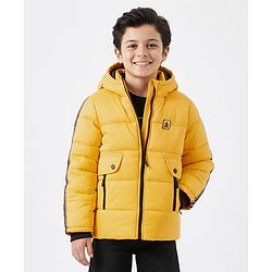 Pine Kids Woven Full Sleeves Hooded Solid Padded Jacket - Yellow