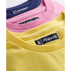 Pine Kids Cotton Knit Half Sleeves T-Shirt With Text Print Pack Of 3 - Yellow Navy Blue & Pink
