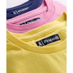 Pine Kids Cotton Knit Half Sleeves T-Shirt With Text Print Pack Of 3 - Yellow Navy Blue & Pink