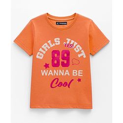 Pine Kids Cotton Knit Half Sleeves Text Printed T-Shirts Pack of 3 - Orange Violet & Green