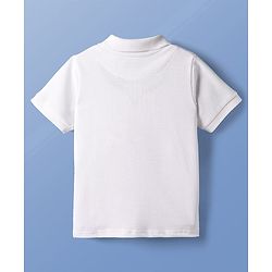 Pine Kids Cotton Knit Half Sleeves Polo T-Shirt with Polo Print - White