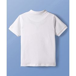 Pine Kids Cotton Knit Half Sleeves Polo T-Shirt with Polo Print - White