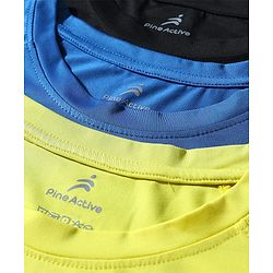 Pine Active Knit Half Raglan Sleeves Solid Color T-Shirts Pack of 3 - Black Blue & Neon Green
