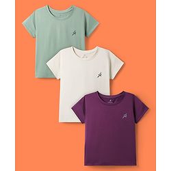 Pine Active Knit Half Sleeves Solid Color T-Shirts Pack of 3 - Multicolor