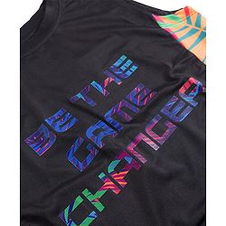 Pine Active Knit Sleeveless T-Shirt & Shorts Set with Be The Game Changer Text Print - Black