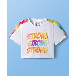 Pine Active Knit Half Sleeves T-Shirt & Shorts Set Text Print - White & Multicolor
