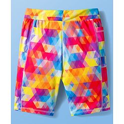 Pine Active Knit Half Sleeves T-Shirt & Shorts Set Text Print - White & Multicolor