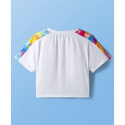 Pine Active Knit Half Sleeves T-Shirt & Shorts Set Text Print - White & Multicolor