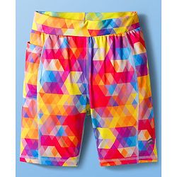 Pine Active Knit Half Sleeves T-Shirt & Shorts Set Text Print - White & Multicolor