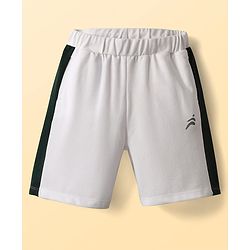 Pine Active Drop Shoulder Half Sleeves T-Shirt & Shorts Set with Racing Print - White