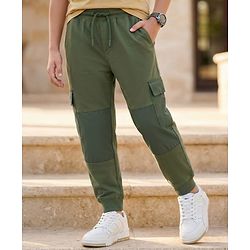 Pine Kids Knit Full Length Solid Color Lounge Pants  - Olive Green