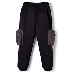 Pine Kids Cotton Knit Full Length Solid Colour Lounge Pant With Pocket - Black