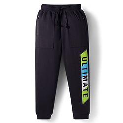Pine Kids Knit Full Length Lounge Pant with Text Print - Black