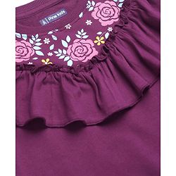 Pine Kids Cotton Knit Full Sleeves Sweatshirt With Floral Embroidery - Violet