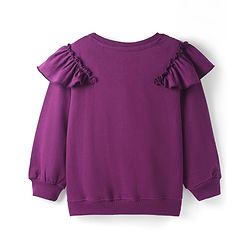 Pine Kids Cotton Knit Full Sleeves Sweatshirt With Floral Embroidery - Violet