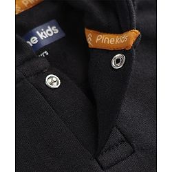 Pine Kids Cotton Knit Full Sleeves Hooded Sweatshirt With Tiger Print - Black