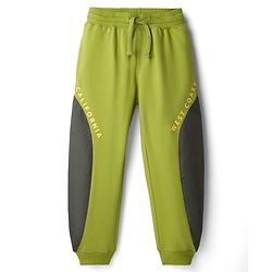 Pine Kids Knit Full Length Cut & Sew Lounge Pant with Text Print - Olive Green