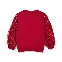 Pine Kids Cotton Knit Full Sleeves Sweatshirt with Sequin Detailing - Dark Red
